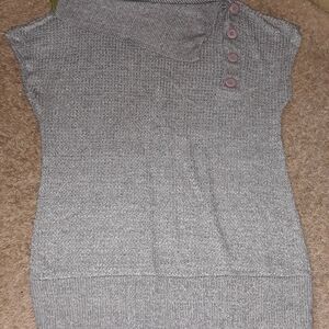 Rhapsody (Size S/M) Gray Knit Short Sleeve Sweater Top
